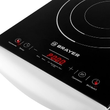 Плита настольная электрическая BRAYER BR2801 белый/черный, 2 кВт, индукция, конфорки - 1, стеклокерамика, сенсор
