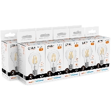 Лампа светодиодная филаментная Gauss Filament 7Вт цок.: E27 груша св. свеч. бел. теп. (упак.: 10 шт)