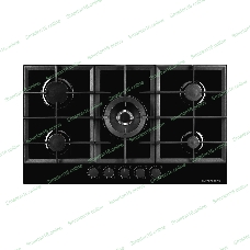 Газовая варочная панель Kuppersberg FG 95 B, закаленное стекло, ширина 90 см, 5 газовых конфорок, WOK конфорка(4,2 кВт), автоподжиг, газ-контроль, чугунные решетки, черный