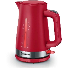 Электрочайник Bosch TWK4M224 красный, 1.7 л, 2200 Вт, скрытый нагревательный элемент