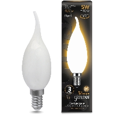 Лампа светодиодная филаментная Gauss Filament 5Вт цок.: E14 свеча 220B св. свеч. бел. теп. (упак.: 10 шт)