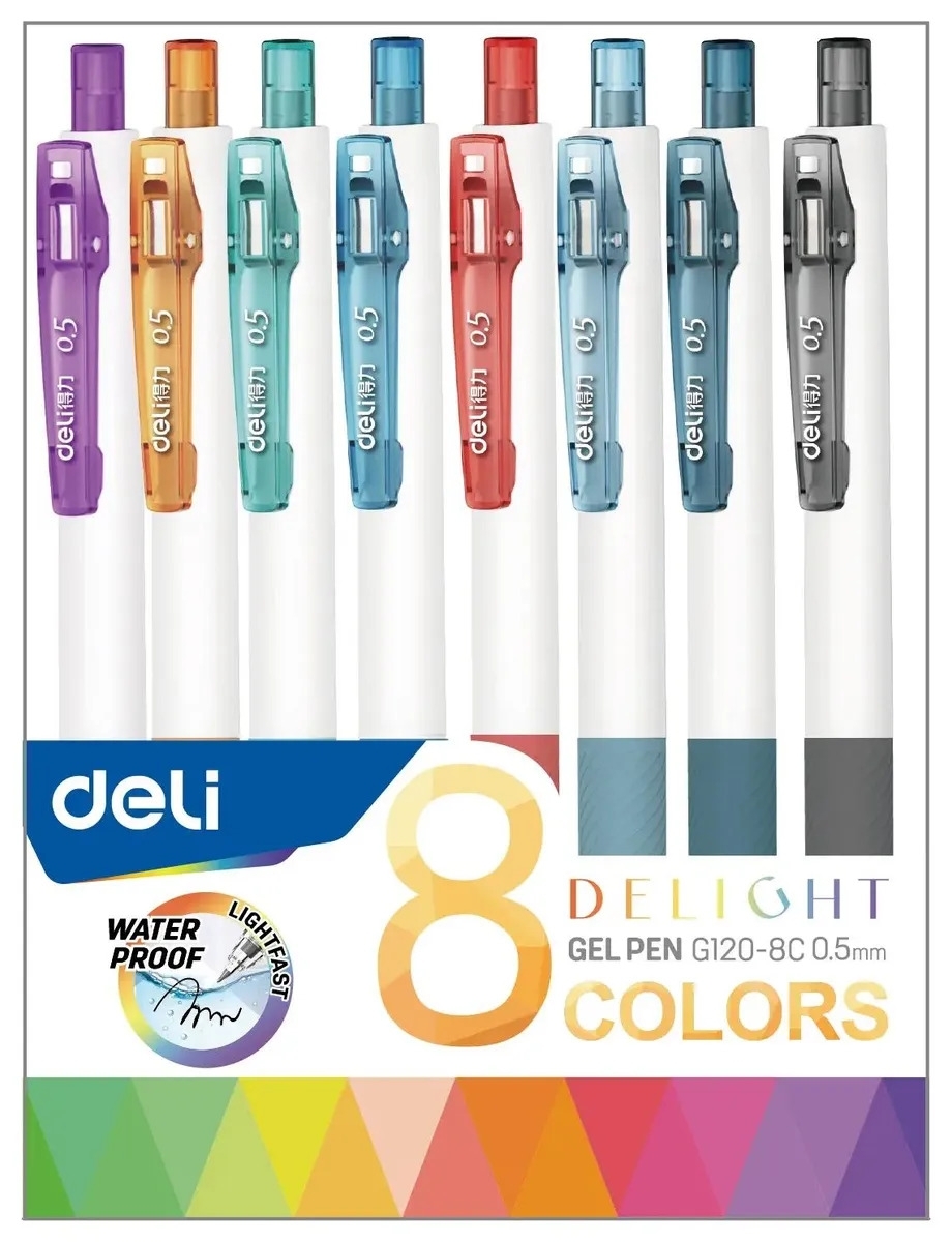Набор ручек гелевых Deli Delight EG120-8C (8шт), 8 цветов
