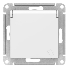 Механизм розетки 1-м СП AtlasDesign 16А IP20 с заземл. защ. шторки с крышкой белый