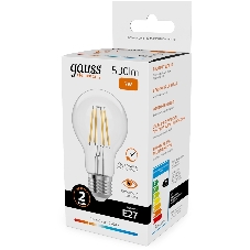 Лампа светодиодная филаментная Gauss Filament 7Вт цок.: E27 груша св. свеч. бел. теп. (упак.: 10 шт)