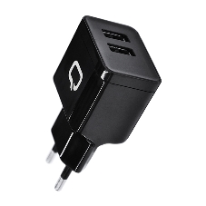 Сетевое зарядное устройство Qumo Energy (Charger 0062), 2 USB, 3.1A, Micro USB cable, черный