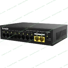 Коммутатор неуправляемый Tenda S110GPC PoE, 10 портов, 8x100 Мбит/с, 2х1 Гбит/с, PoE 8х30 Вт (до 80 Вт), настольный