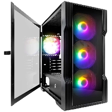 Компьютерный корпус 1STPLAYER TRILOBITE T3-G Black, mATX, TG, 4x 120мм LED fans inc.
