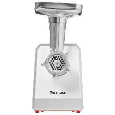 Мясорубка электрическая Sakura SA-6424R красный, 2000 Вт, 3.5 кг/мин, реверс, защита от перегрузки, металлический лоток, насадки - 4