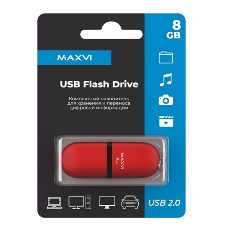 Флешка USB Maxvi SF red (FD8GbUSB20C10SF), 8Gb, USB 2.0, R/W 5/15, красный