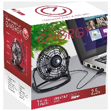 Вентилятор Energy EN-0604 USB чёрный, настольный, 2,5 Вт, 1 скорость, 13 см, питание от USB