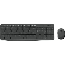 Комплект клавиатура+мышь Logitech MK235 беспроводной, USB, 1000 DPI, серый ( неоригинальная гравировка)