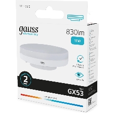 Лампа светодиодная Gauss Elementary 11Вт цок.: GX53 таблетка 220B св. свеч. бел. нейт. Tablet (упак.: 10 шт)