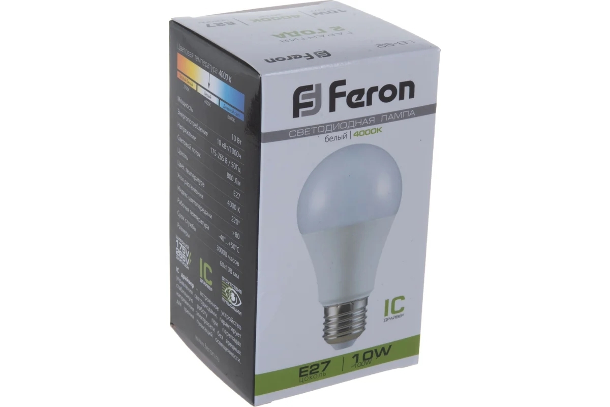 Лампа светодиодная Feron LB-92 10W 230V E27 4000K A60
