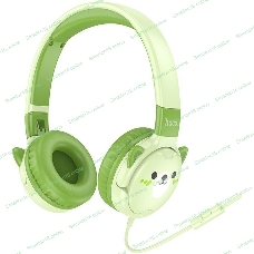 Беспроводные/проводные наушники Hoco W61 зеленый, накладные, Bluetooth + проводной, детские, до 20 ч.