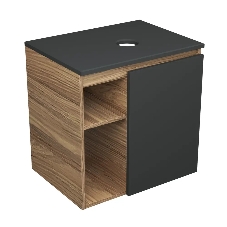 Тумба Bau Dream Blackwood 60 правая, графит, раковина BAU Nimb 51х41 белая, смеситель Hotel Dream, нерж. сталь, выпуск клик клак, хром