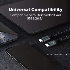 Кабель Thunderbolt4/USB4 Type-C, 5K@60Hz, 40Gbps, PD 100W, 5A, VCOM, 1.2м CU540M-1.2M