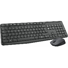 Комплект клавиатура+мышь Logitech MK235 беспроводной, USB, 1000 DPI, серый ( неоригинальная гравировка)