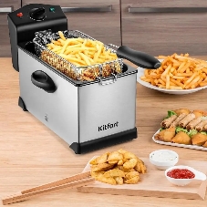 Фритюрница Kitfort KT-4051 серебристый/чёрный, 2000 Вт, 3 л, 1 кг, съёмная чаша