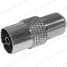 Переход гнездо F-гнездо TV. Коаксиальный переходник F на TV гнездо, никелированный сплав меди