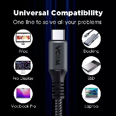 Кабель Thunderbolt4/USB4 Type-C, 5K@60Hz, 40Gbps, PD 100W, 5A, VCOM, 1.2м CU540M-1.2M