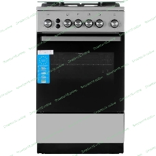 Плита газовая De Luxe 5040.40Г (кр) ЧР-010 серебристый, конфорок 4 шт, духовка 46 л, 50 см x 85 см x 50 см