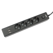 Бытовой удлинитель PowerCube, 4 р с/з вык.,3USB, 3500 Вт, 16А, 1.9 м, 3x1,0 черный PC-7B-2M
