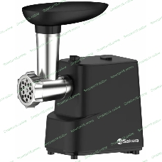 Мясорубка электрическая Sakura SA-6429BK черный, 1500 Вт, 0.9 кг/мин, реверс, защита от перегрузки, насадки - 4