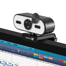 Веб-камера ExeGate eStudio EW-722 2560x1440, 30 кадр/с, USB Type-A, микрофон (2 шт, шумоподавление), автоматическая фокусировка, автоосвещение, шторка приватности, универсальное крепление