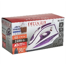 Утюг Delta LUX DL-352 белый с фиолетовым, 2200 Вт, 30 г/мин, 140 г/мин, 300 мл