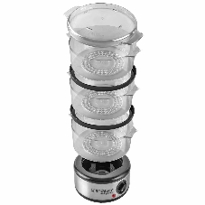 Пароварка Endever Vita-173 черный/стальной, 6 л, ярусы - 3, 800 Вт, механическое