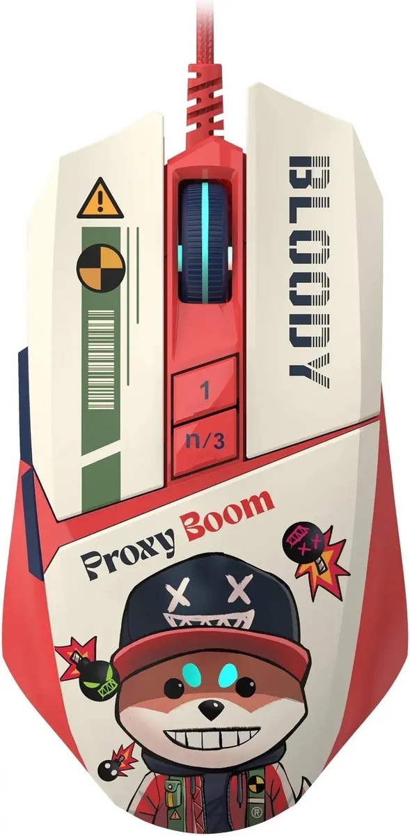 Мышь проводная A4Tech Bloody W63 Max Proxy Boom бежевый/красный, 12000 dpi, USB, кнопки - 9