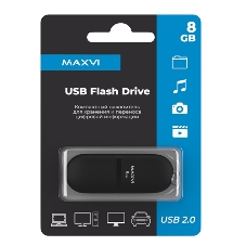 Флешка USB Maxvi SF black (FD8GbUSB20C10SF), 8Gb, USB 2.0, R/W 15/5, черный