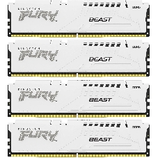 Оперативная память Kingston Fury Beast, DDR5, 64Gb (4x16 Gb), 6000 MHz, CL40, DIMM, радиатор, белый
