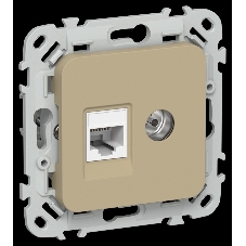 Розетка 2-местная RJ45/TV категория 5Е UTP РКТВ5е-2-0-ФлХ хаки FLITE