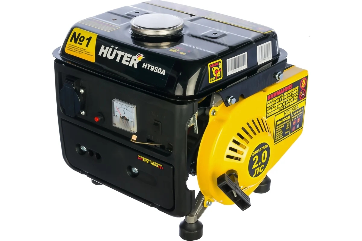 Электрогенератор бензиновый инверторный Huter HT950A, 0.95 кВт, 63 дБ, 16.8 кг