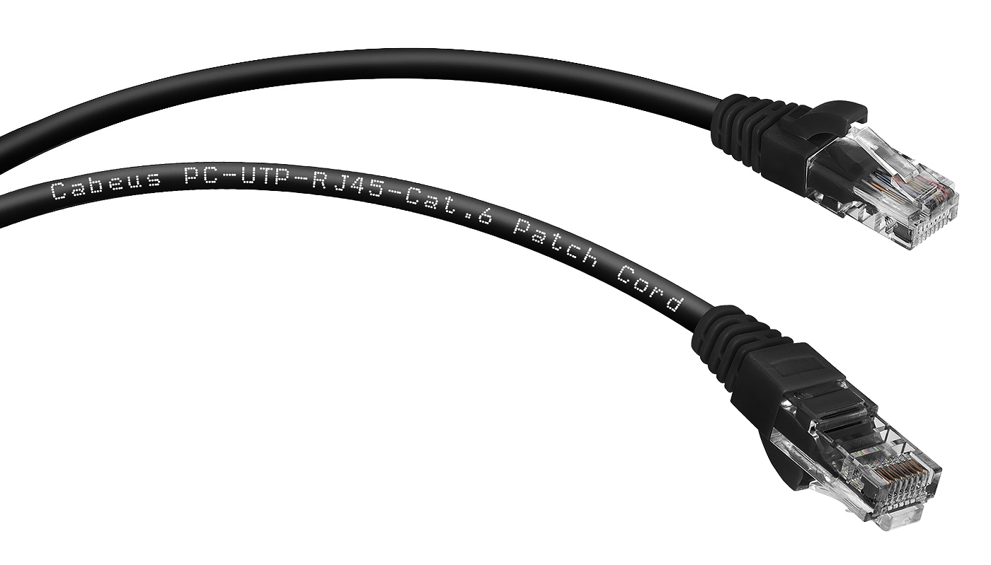 Патч-корд U/UTP 6 кат. 0.5м Cabeus PC-UTP-RJ45-Cat.6-0.5m-BK-LSZH 2xRJ45/8p8c, неэкранированный, черный, LSZH, 0.5м