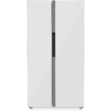 Холодильник Zugel ZRSS630W белое стекло двухкамерный 377/193л морозилка сбоку, No Frost, Side by Side