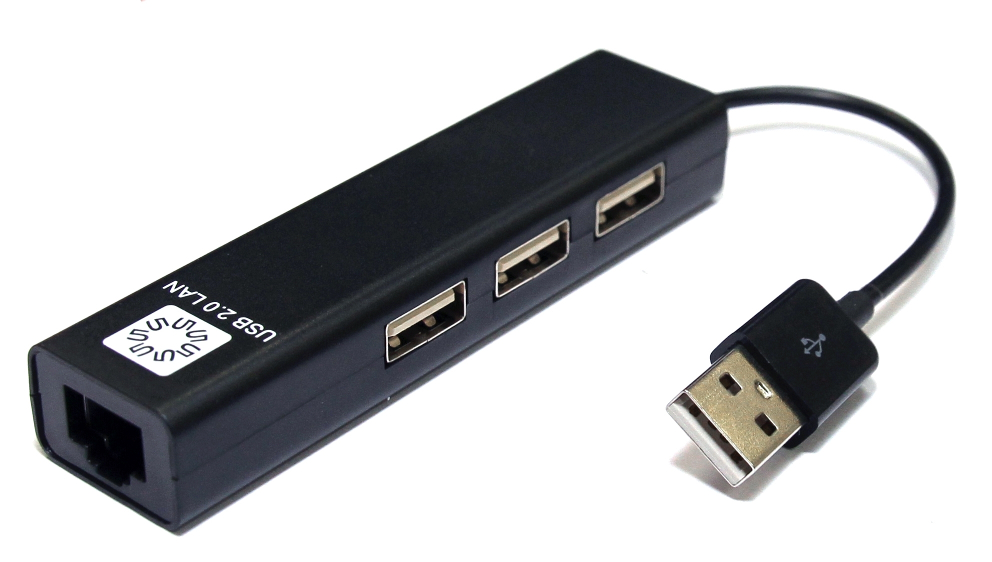 Кабель-адаптер 5bites UA2-45-06BKUSB2.0, 3хUSB2.0, RJ45 100MB, черный