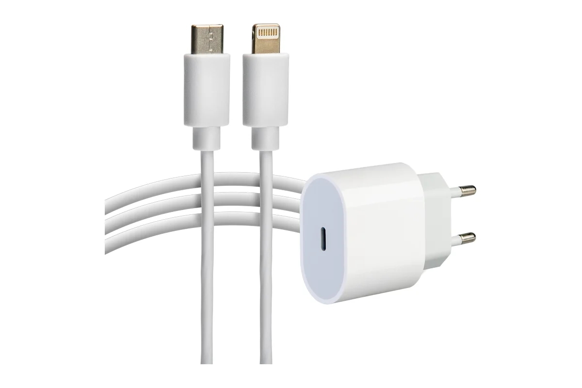 Сетевое зарядное устройство Rexant USB-C, 20Вт в комплекте с кабелем USB-C – Lightning