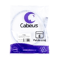 Патч-корд U/UTP 6 кат. 0.5м Cabeus PC-UTP-RJ45-Cat.6-0.5m-WH-LSZH 2xRJ45/8p8c, неэкранированный, белый, LSZH, 0.5м
