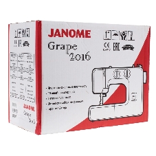 Швейная машина Janome Grape 2016 белый, электромеханическая, вертикальный качающийся, 15 операций, петля полуавтомат