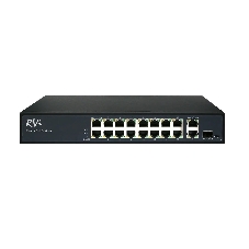 Коммутатор RVi RVi-1NS16F-1T-1C, 16×100 Мбит/с PoE + 1×1 Гбит/с Uplink + 1×1 Гбит/с SFP (Combo), неуправляемый