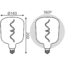 Лампа светодиодная Gauss Filament V140 5W 200lm 1800К Е27 black-clear flexible LED