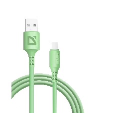 Кабель Defender F207, USB 2.0 (AM) - Type-C, 1 м, 2.4А, силиконовая оплетка, зеленый.