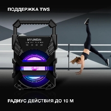 Колонка портативная Hyundai H-PS1000 черный 9 Вт 1.0 BT/USB 10м 500mAh