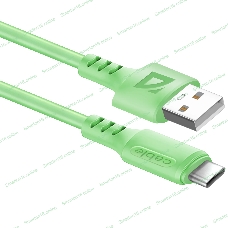 Кабель Defender F207, USB 2.0 (AM) - Type-C, 1 м, 2.4А, силиконовая оплетка, зеленый.