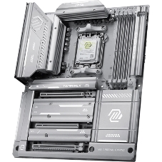 Материнская плата MSI MAG X870E TOMAHAWK MAX WIFI PZ, AM5, AMD X870E, 4xDDR5 (до 256 ГБ), 4xSATA, 4xM.2 (2xPCIe 5.0, 2xPCIe 4.0), 1xPCIe 5.0 x16, 1xPCIe 4.0 x16, 1xPCIe 3.0 x16, 1xHDMI, 1x5Gb LAN, Wi-Fi 7, Bluetooth 5.4, 2xUSB-C 40Gbps (USB4), 1xUSB-C 10Gbps, 2xUSB-A 10Gbps, 3xUSB-A 5Gbps, 4xUSB-A 2.0, 3x3.5 мм + S/PDIF оптический, 7.1, белый/серебристый, ATX