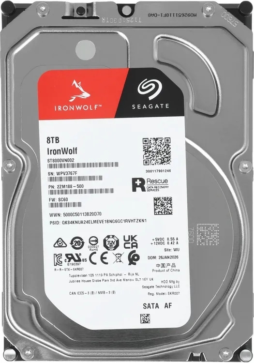 Жесткий диск HDD Seagate IronWolf 8Tb 5400rpm SATA 256Mb 3.5
