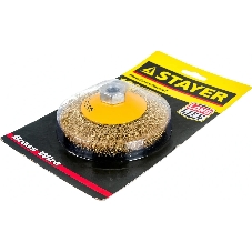 Кордщетка STAYER PROFESSIONAL 35133-100коническая М14 витая латунь/сталь 0.3мм d100мм