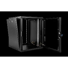 Шкаф коммутационный ЦМО ШРН-15.650-9005 настенный 15U 600x658мм пер.дв.стекл 200кг черный 600мм 180град.
